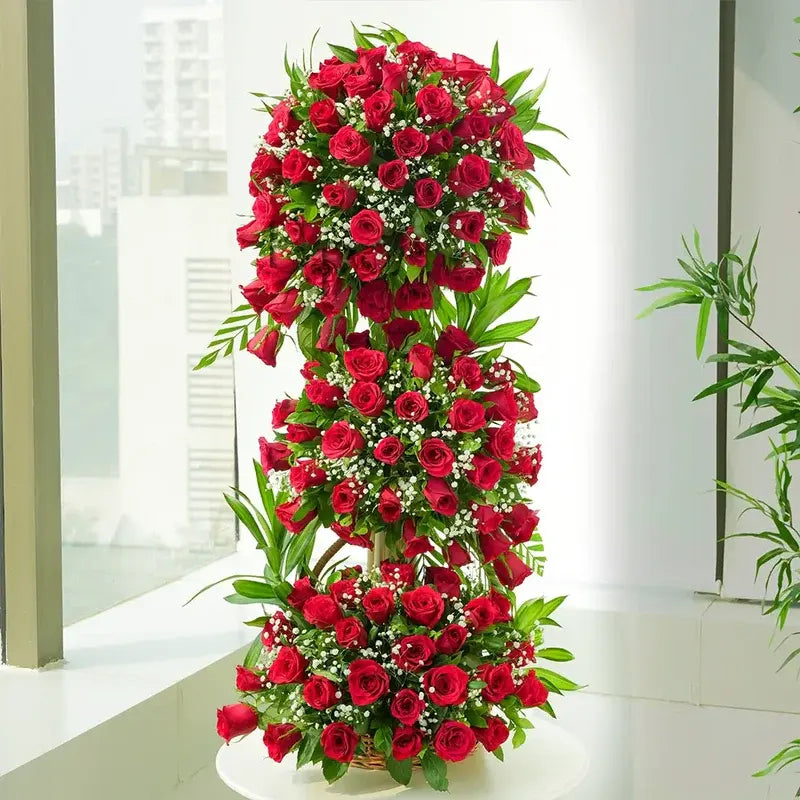 Flower Hug Stand Arrangment Of 100 Red Roses