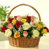 Classic Mix Roses in a Basket