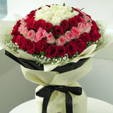 Wrapped with Love 100 mixed roses bouquet