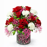 Crimson Grace Rose & Carnation Arrangement