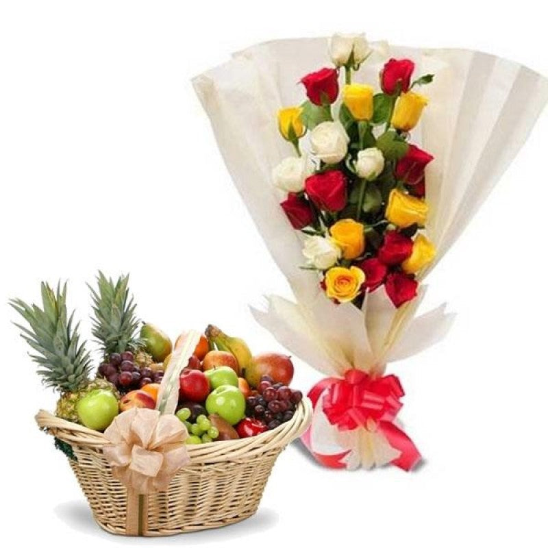 Flower and Fruit Deluxe Basket