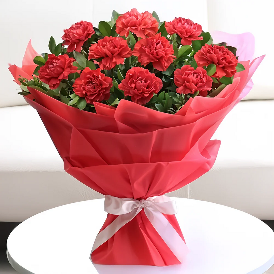 Classic Red Carnations Bouquet