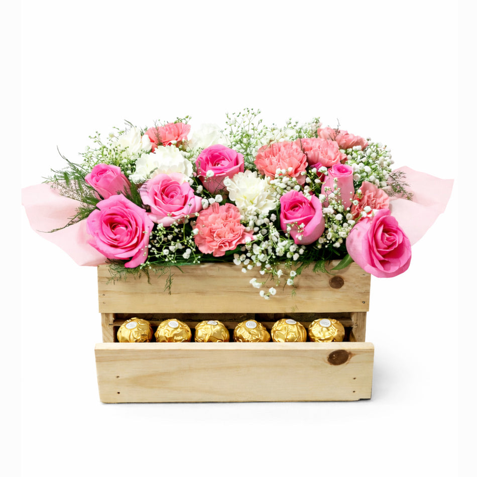 Sweet Blush Blooms & Ferrero Delight Basket