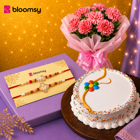 Rakhi Cake & Carnation Delight