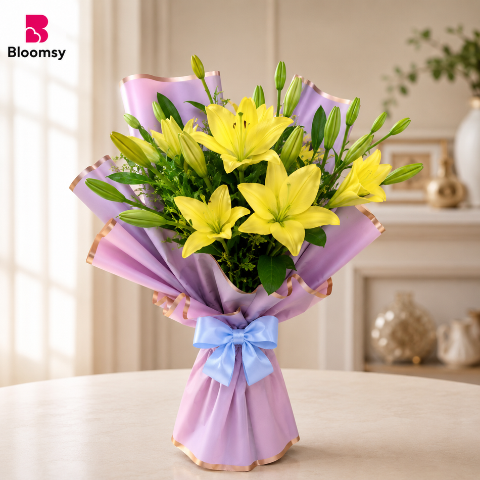 Sunlit Yellow Lilies