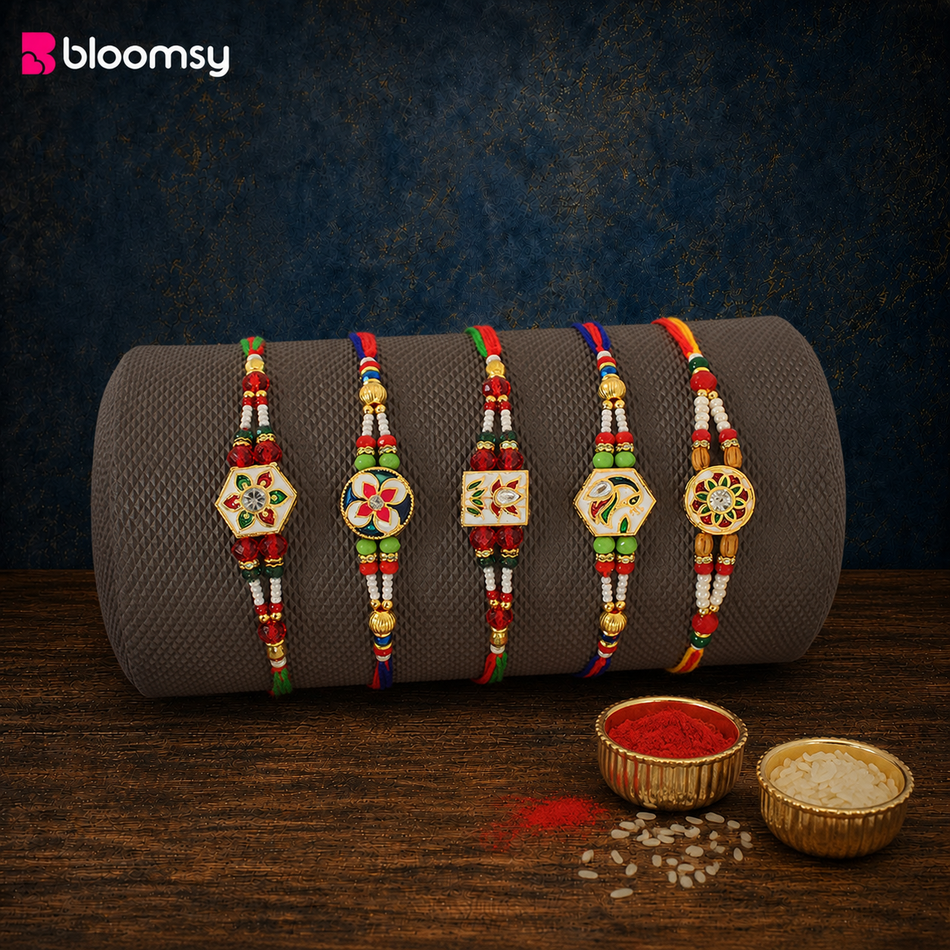 Floral Motif Rakhi Set of 5