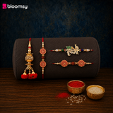 Red Thread Devotional Rakhi Set