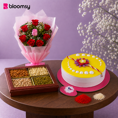 Red Rose Rakhi Delight