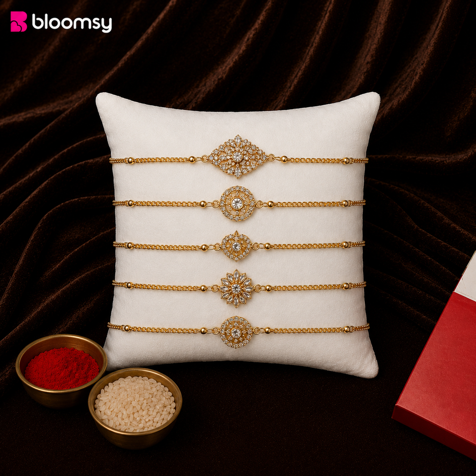 Golden Charm Rakhi Set of 5