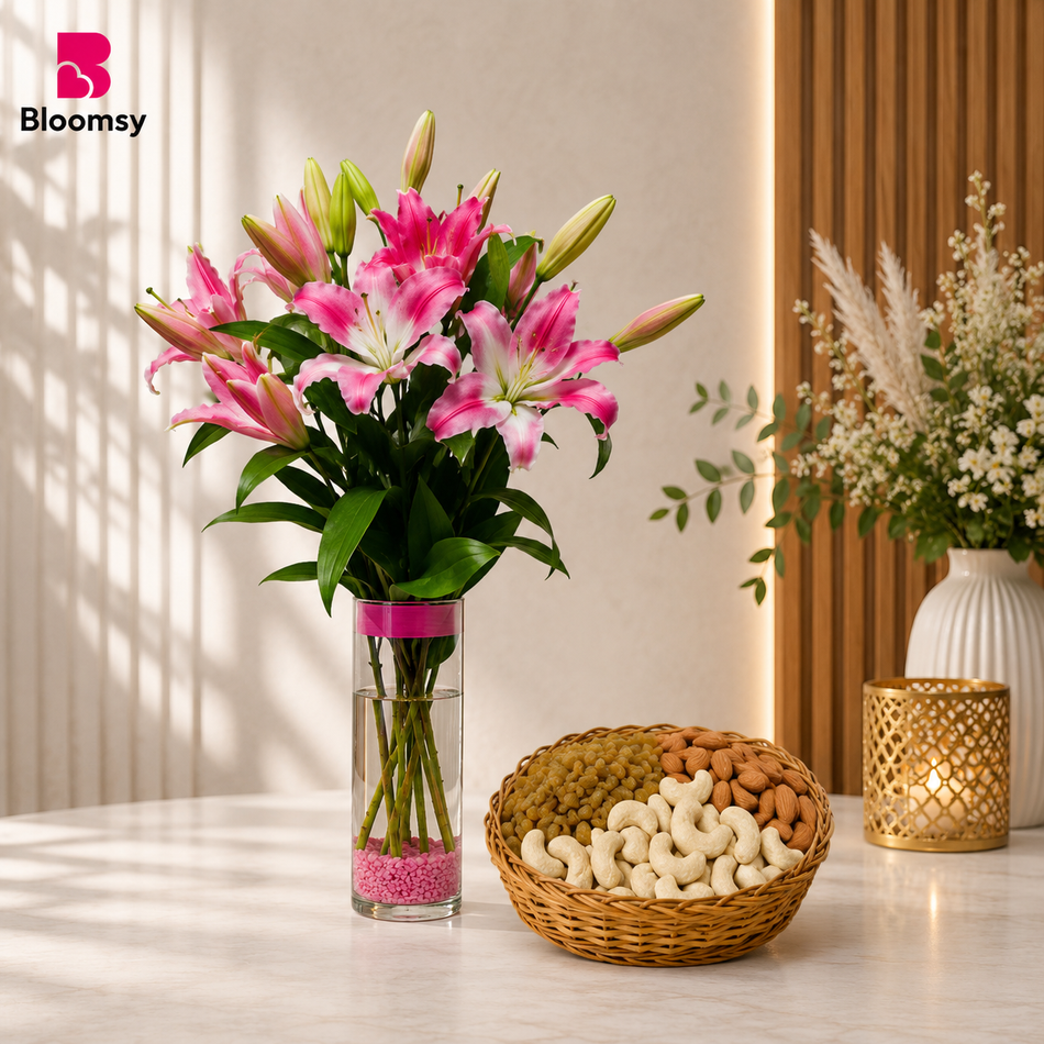 Pink Lily and Nut Harmony