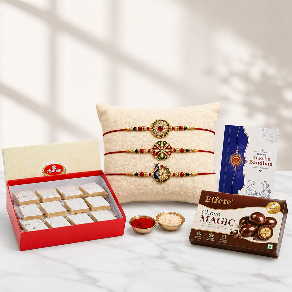 Royal Trio Rakhi Set