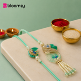 Turquoise Pearl Rakhi Jodi