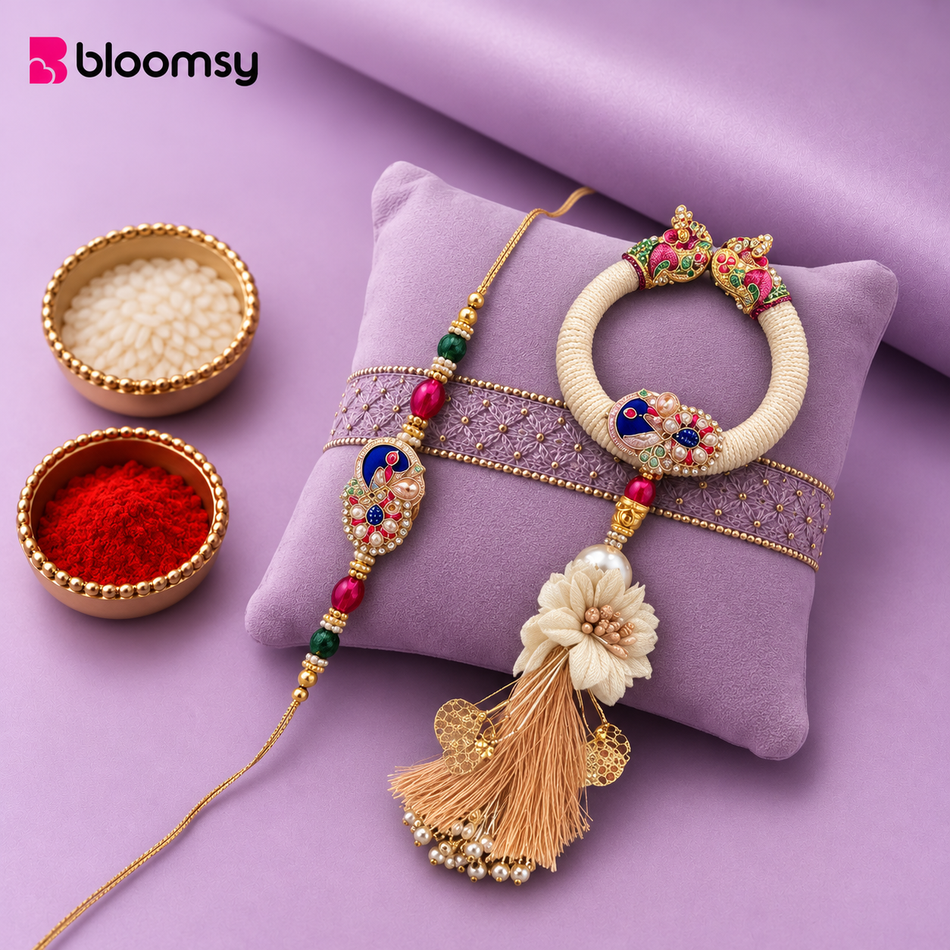 Peacock Grace Rakhi Jodi