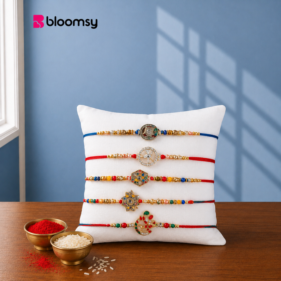 Five Motif Colourful Rakhis