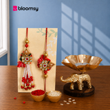 Red Pearl Charm Rakhi Pair