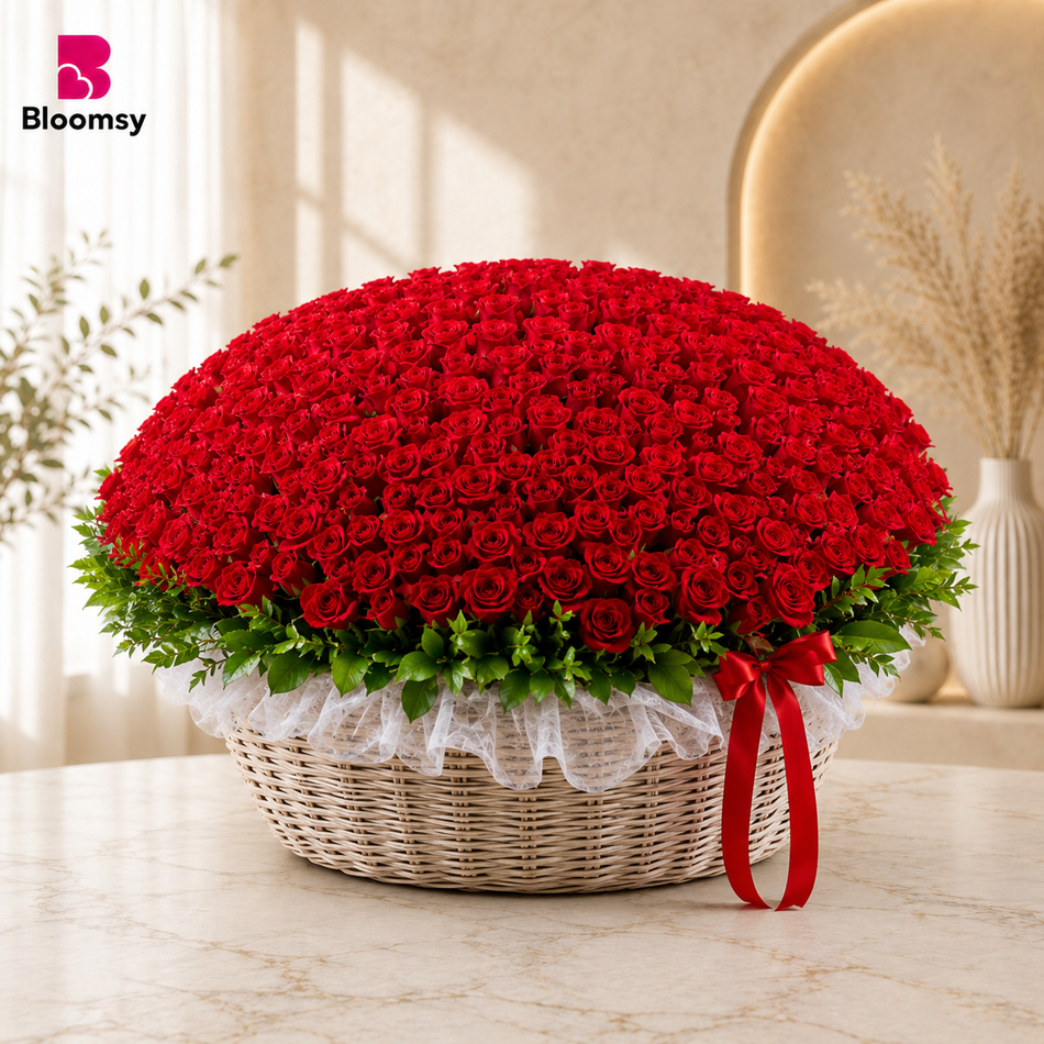 Crimson Bloom Basket