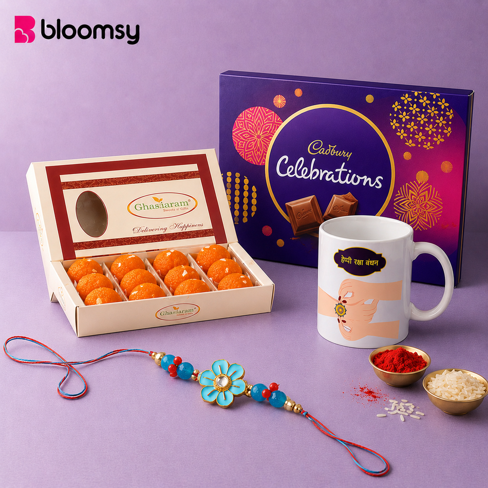 Blue Blossom Rakhi Treat