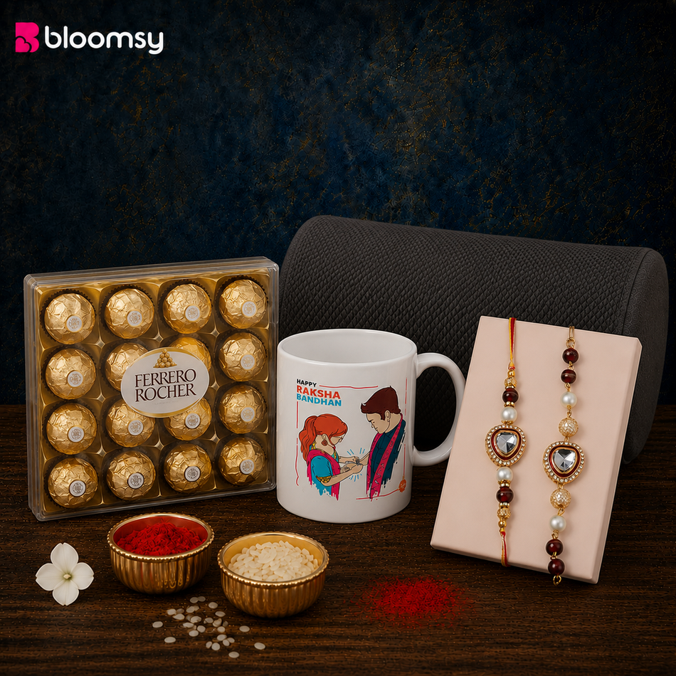 Rakhi Duo with Mug & Chocolates