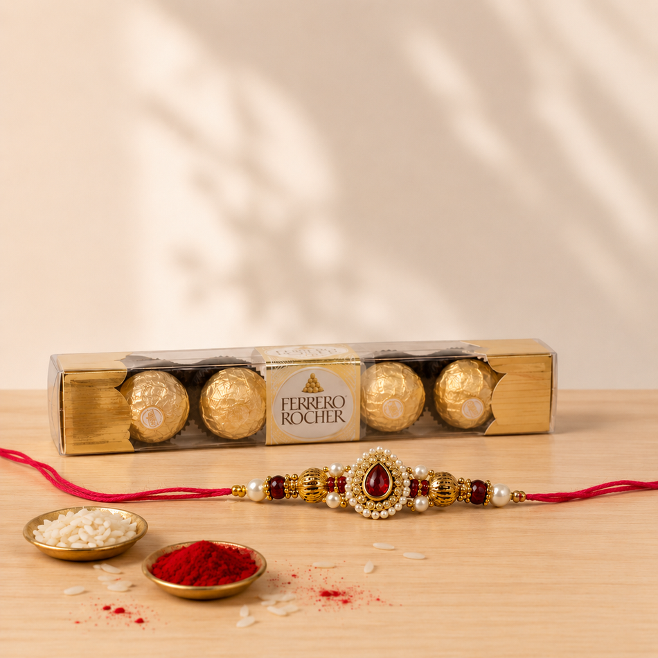 Pearl Red Charm Rakhi
