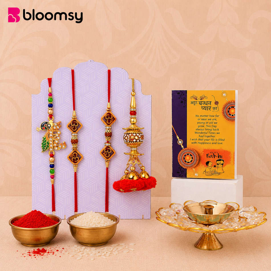 Four-Design Red Thread Rakhis