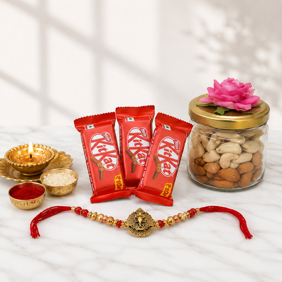 Golden Ganesha Rakhi Set