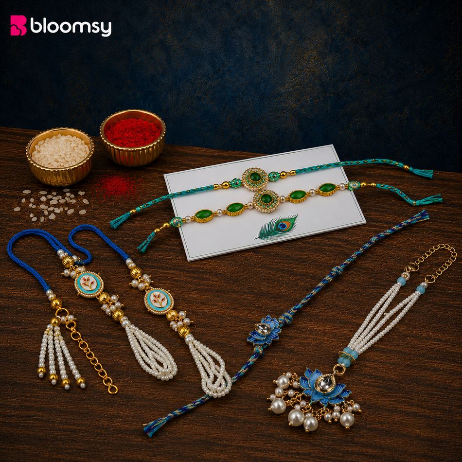 Lotus Pearl Rakhi Set of 5