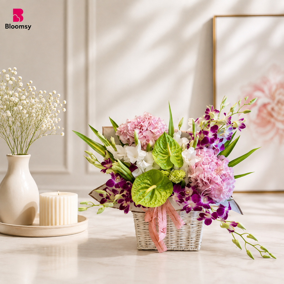 Serene Orchid Basket