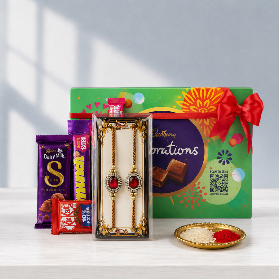 Ruby Glow Rakhi Set
