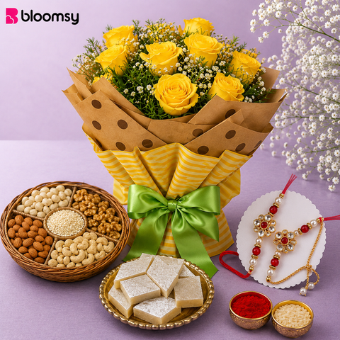 Golden Glow Rakhi Set