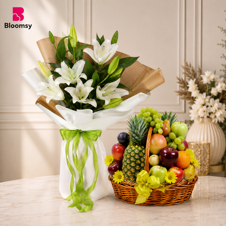 Serene Lily and Fruit Harmony