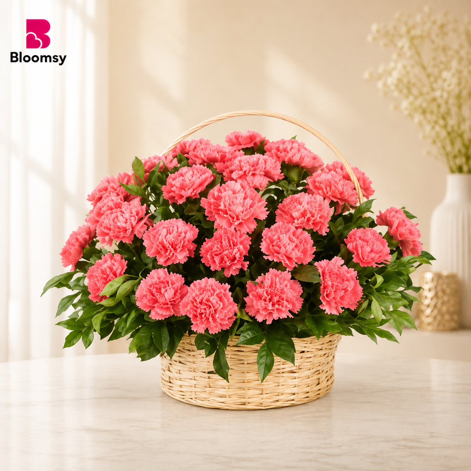 Coral Carnation Basket