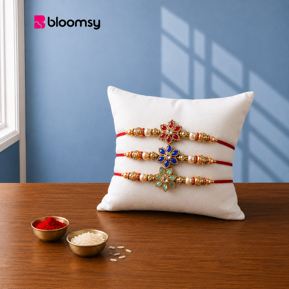 Trio Floral Gem Rakhis