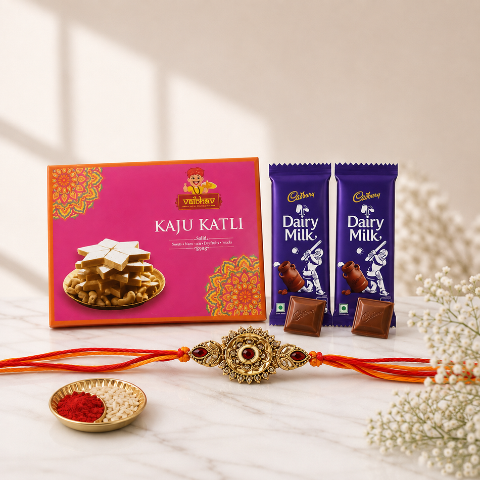 Golden Charm Rakhi Delight