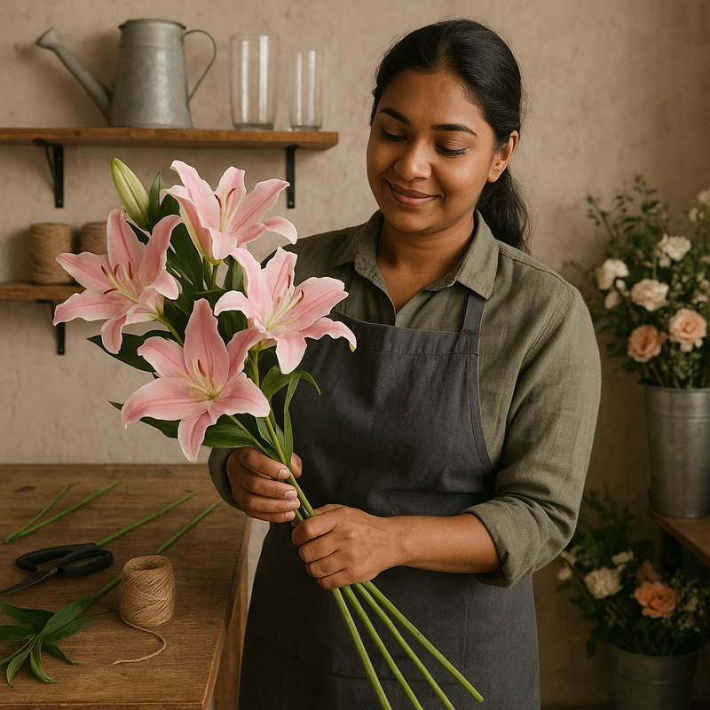oriental lily bouquet making
