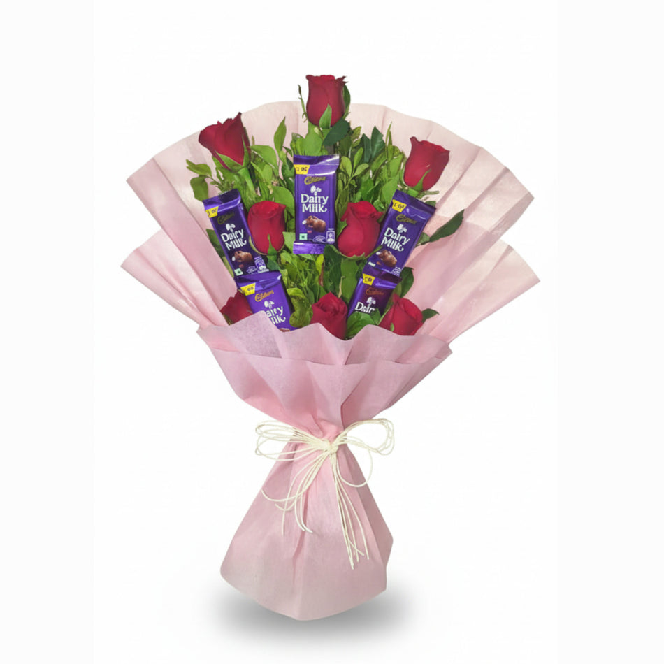 Red Roses & Dairy Milk Bouquet