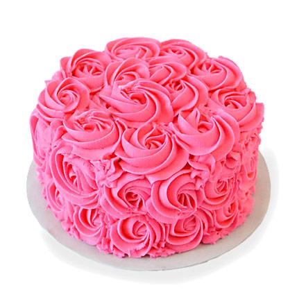 Pink Roses Strawberry Cake