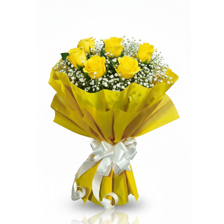 Sunlit Smiles- yellow roses bouquet