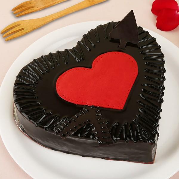 Red Heart Shape Anniversary Cake